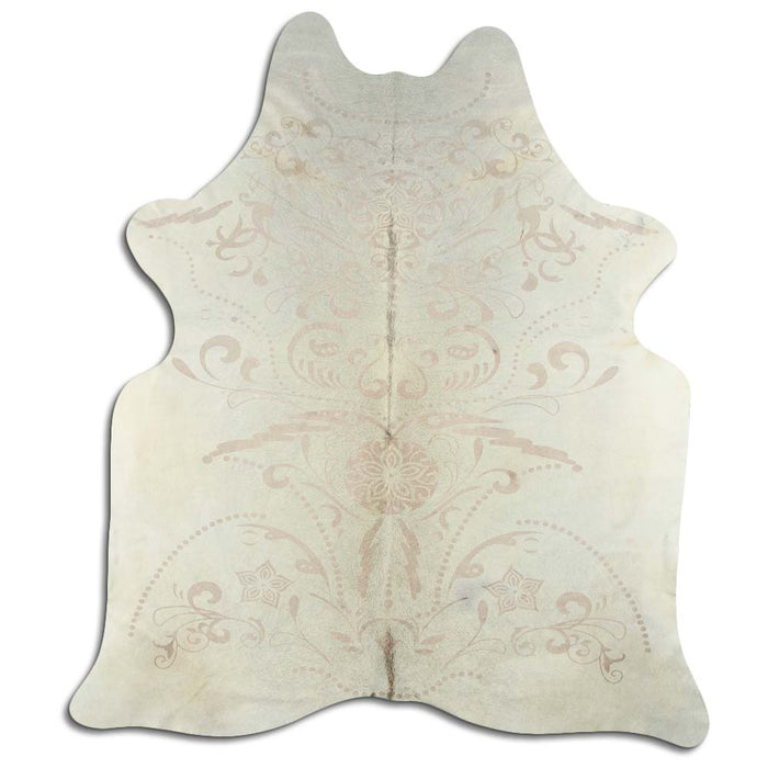 Hair-On Cowhide Rug Baroque Grey On White