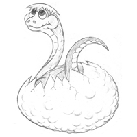 Baby Dinosaur In Egg Sketch