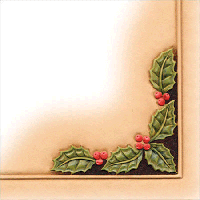 Laier Christmas Holly Leaves Berries Corner