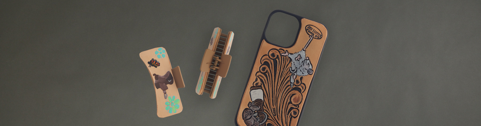 Gift Idea: Tooled Phone Case & Hair Clip with JRW Leather