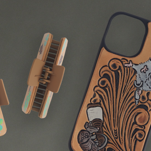 Gift Idea: Tooled Phone Case & Hair Clip with JRW Leather