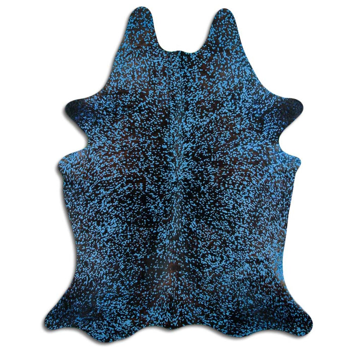 Hair-On Cowhide Rug Dyed Blue On Black
