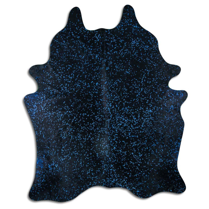 Hair-On Cowhide Rug Dyed Blue On Black