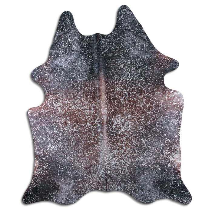 Hair-On Cowhide Rug Silver Metallic On Brown