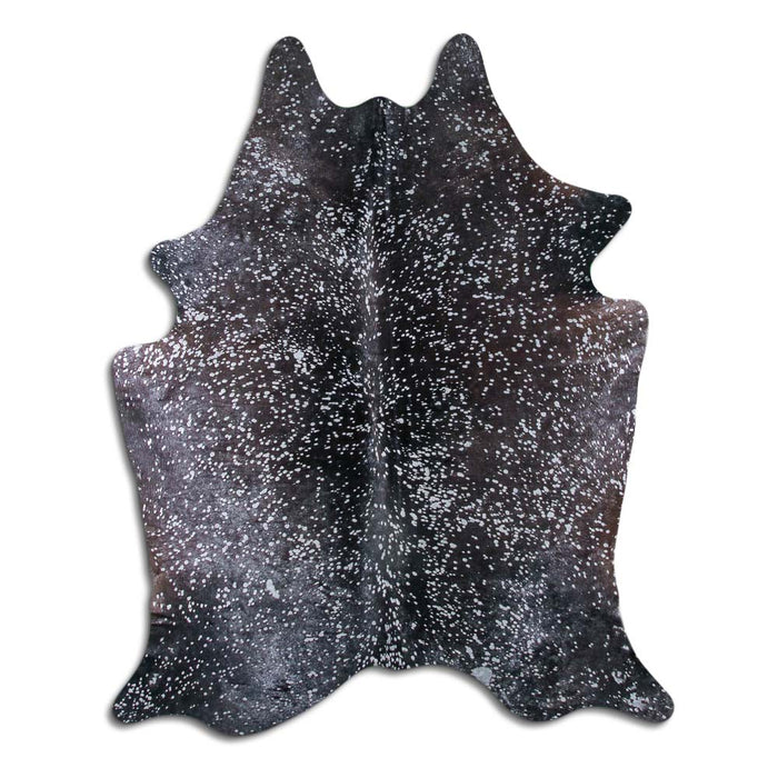 Hair-On Cowhide Rug Silver Metallic On Black