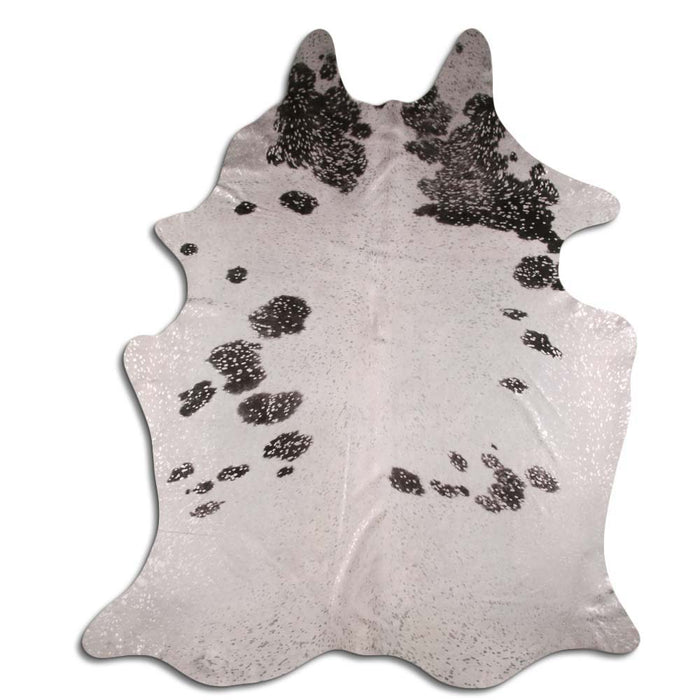 Hair-On Cowhide Rug Silver Metallic On Black And White