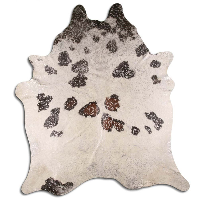 Hair-On Cowhide Rug Silver Metallic On Black And White