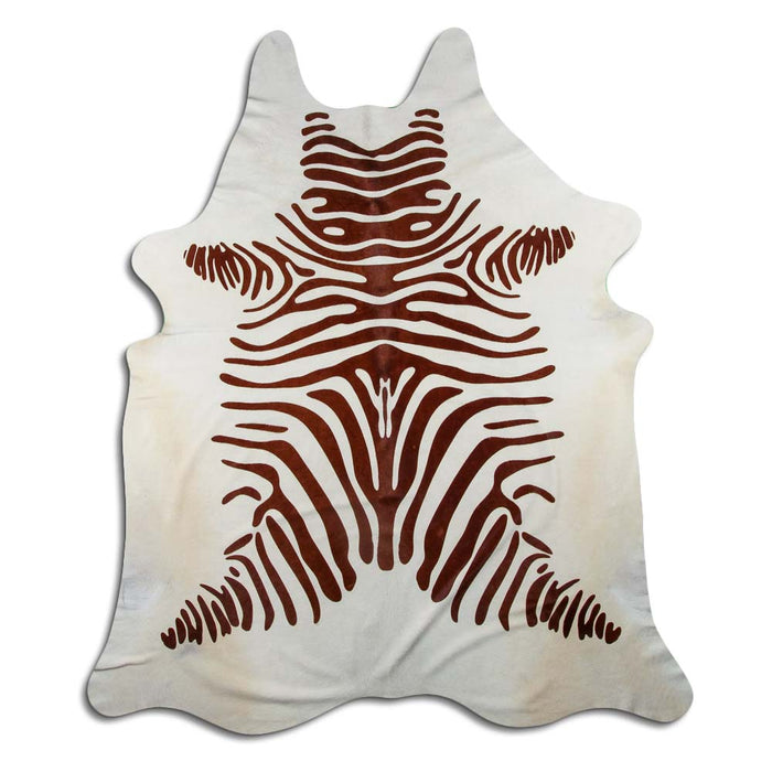 Hair-On Cowhide Rug Brown Zebra On White