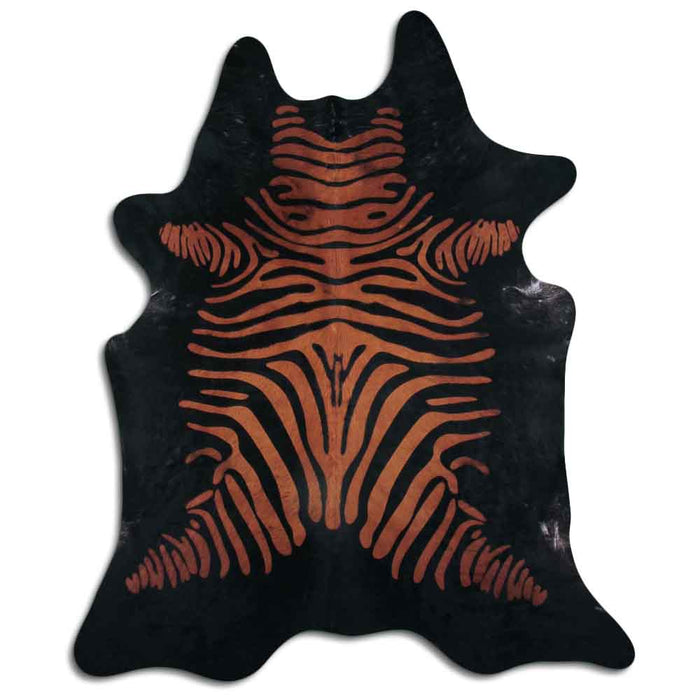 Alfombra con pelo de piel de vacuno Zebra Marrón-negro