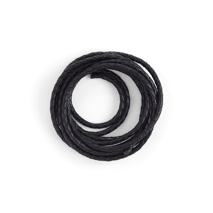 Leather cord flat braided Ø15,0mm x 4mm - black, 22,20 €