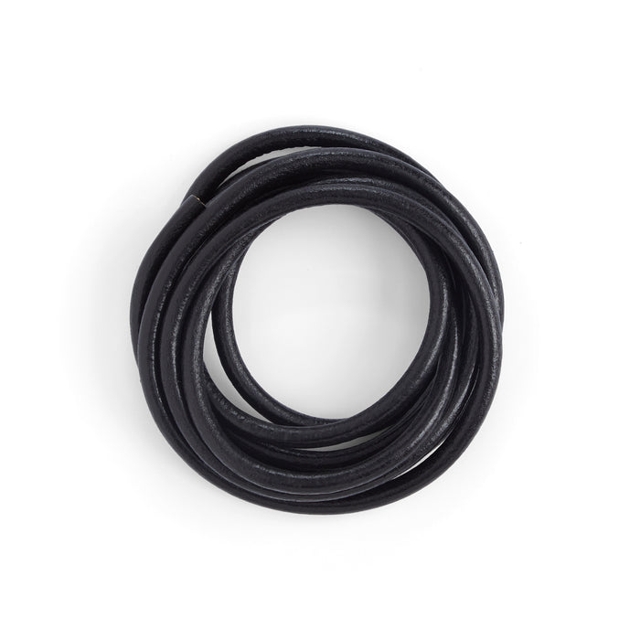 Round braided leather cord Ø4,0mm - black, 5,95 €