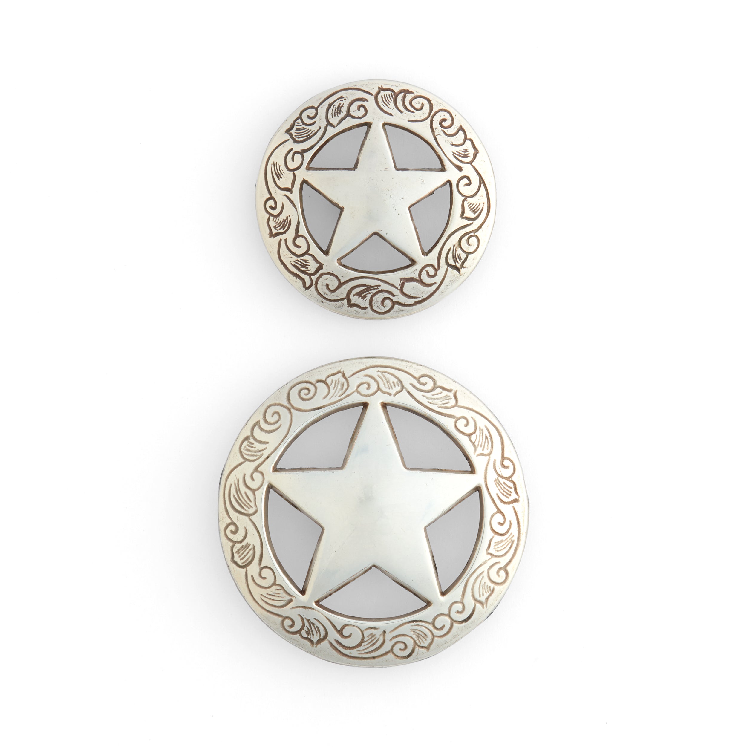 032062● CALEE SILVER STAR CONCHO LEATHER Texas Star Engraved Conchos | Tandy Leather — Tandy Leather, Inc.