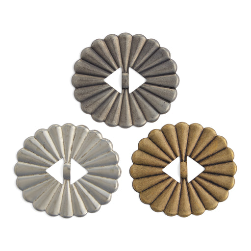 Sonora Slotted Conchos Frosted Nickel Plate - 6 Pack Small from Tandy Leather