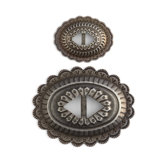 Sonora Slotted Conchos Frosted Nickel Plate - 6 Pack