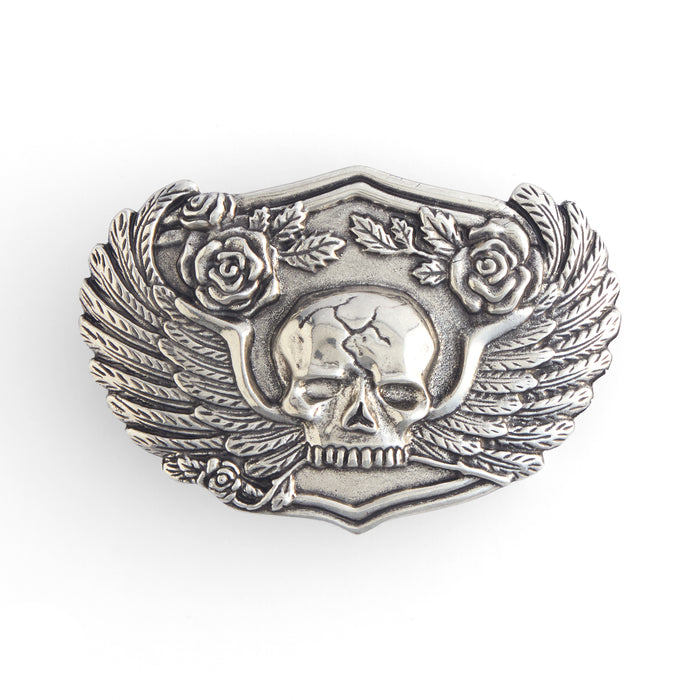 Skull Buckle Antique Silver