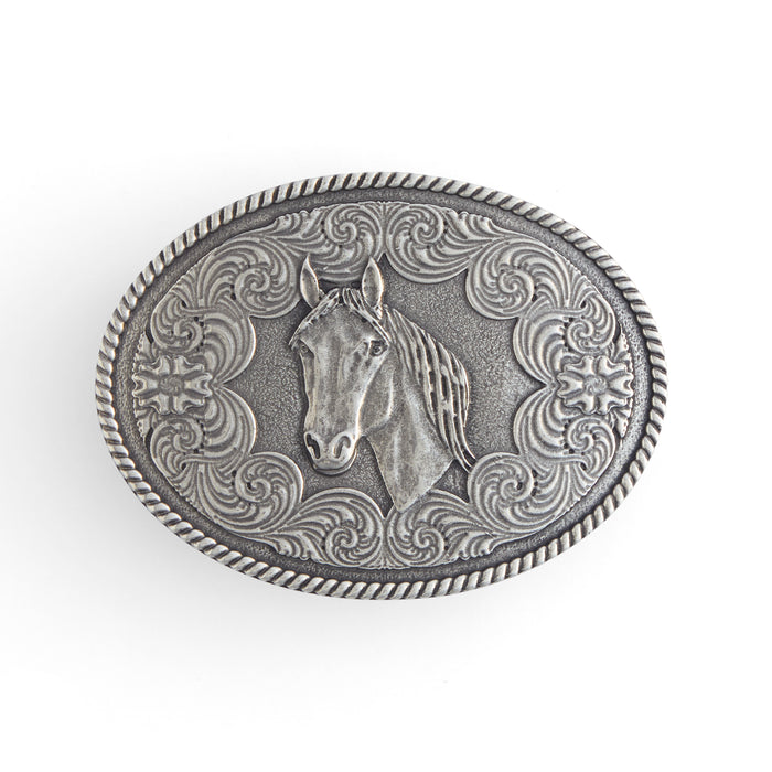 Horse Buckle Antique Silver