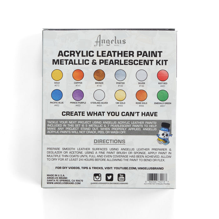 Angelus Metallic & Pearlescent Leather Paint Set