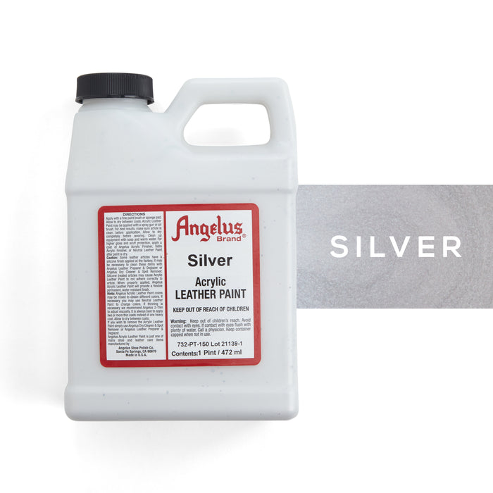Angelus Brand Acrylic Leather Paint w/Applicator 1 oz., Silver
