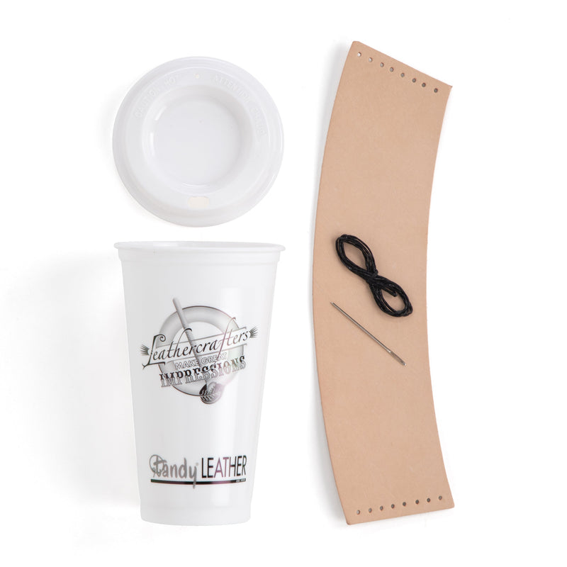 Emballage en cuir avec gobelet