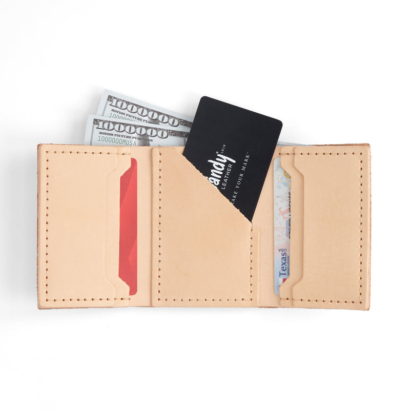 Cartera clásica de piel con tres pliegues, paquete de 10