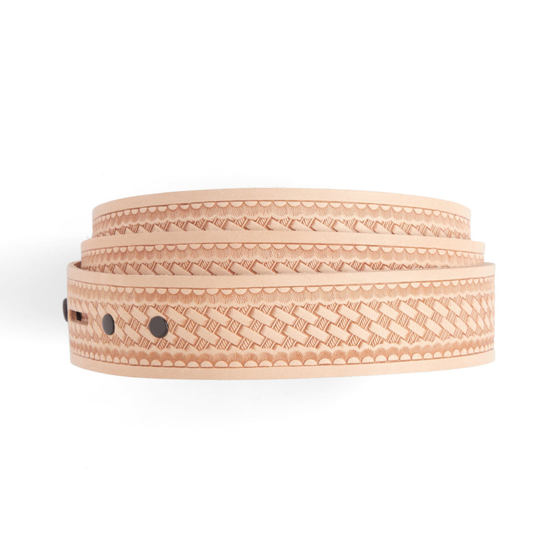 Basketweave & Scallop Edge Embossed Belt Blank
