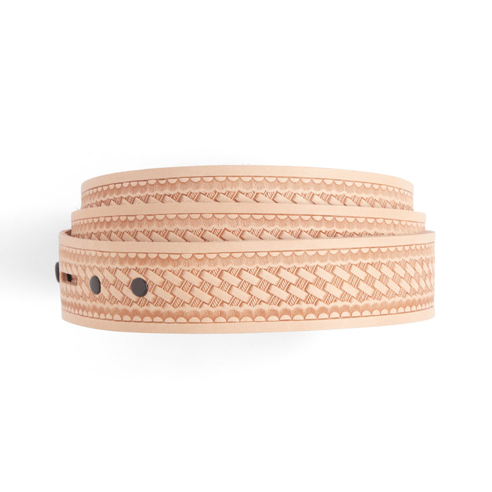 Basketweave & Scallop Edge Embossed Belt Blank