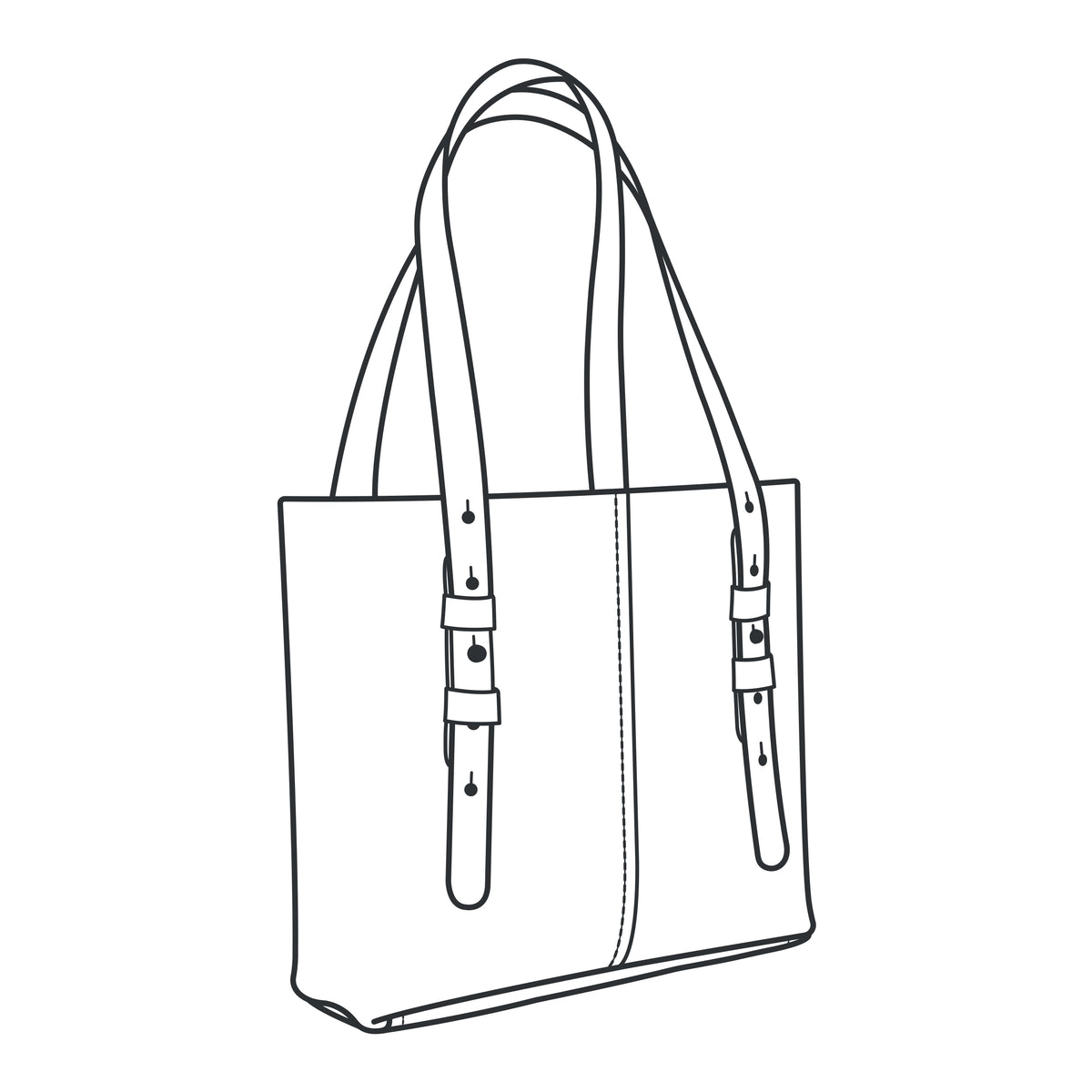 Black Flower Embossing Leather Tote Bags Hand-Drawn Illustration