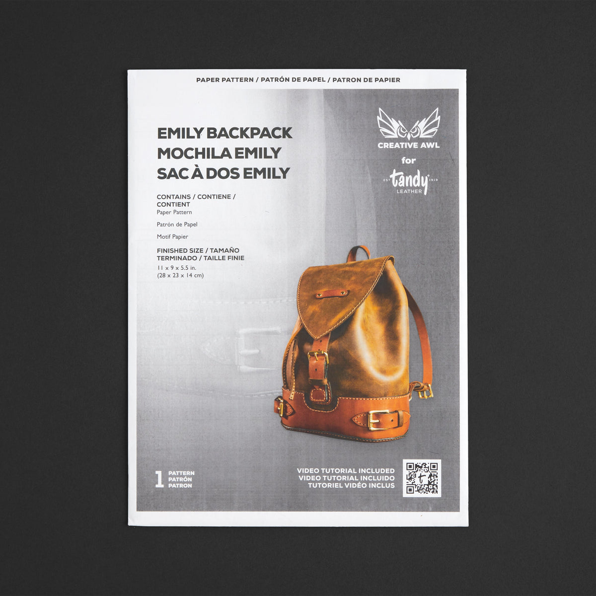 Creative Awl Emily Backpack Paper Pattern from Tandy Leather