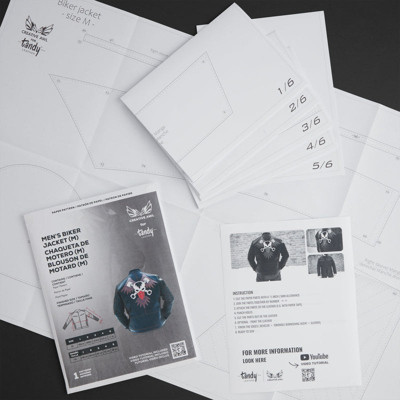 Patrón de papel para chaqueta de motociclista de hombre de Creative Awl