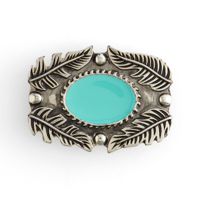 Concho en émail turquoise à plumes