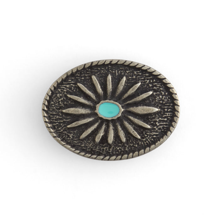 Turquoise Enamel Flower Concho