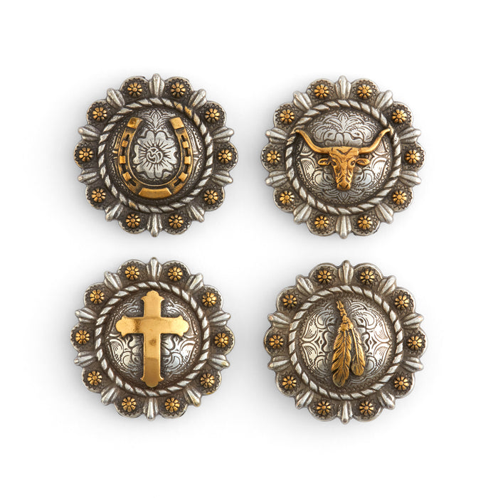Roped Berry Round Conchos With Center Motif