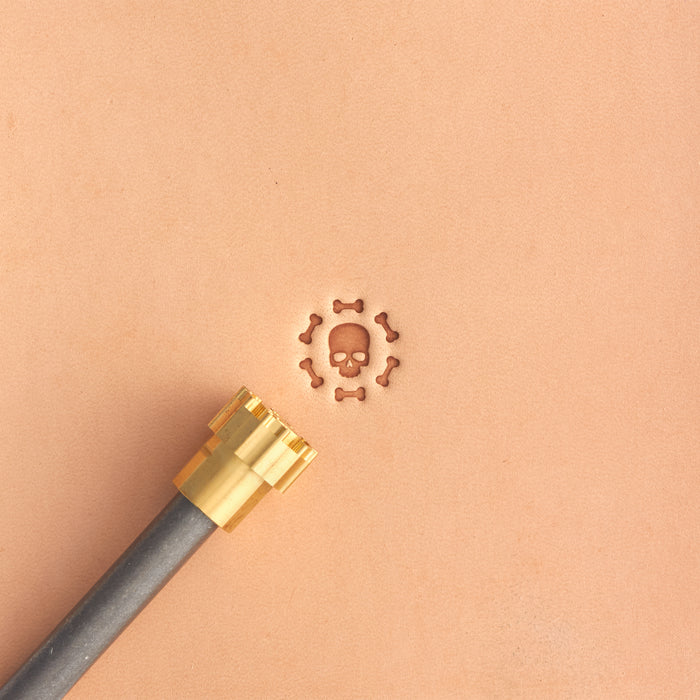 Hex Skull Brass Stamp
