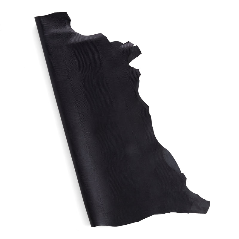 Piel pequeña de cabra lagarto estampada negra