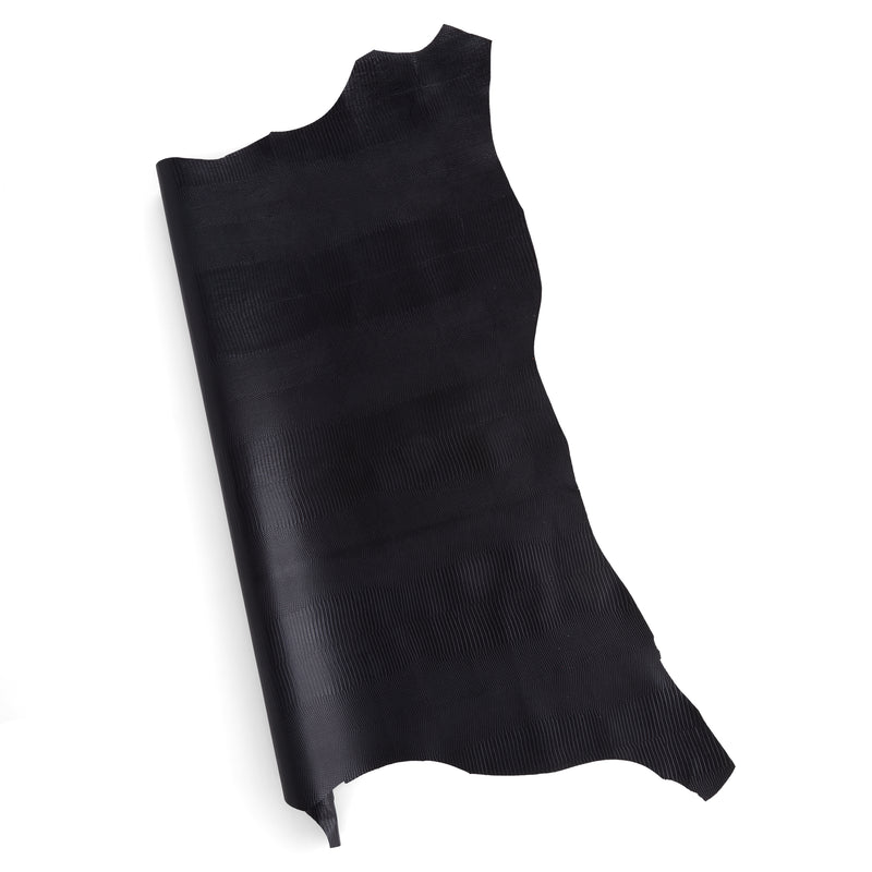 Piel pequeña de cabra lagarto estampada negra