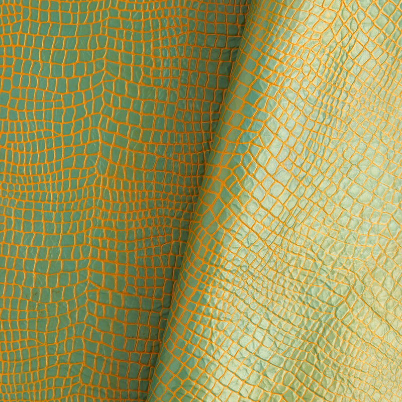 Bolso de hombro sencillo con estampado de cocodrilo en color verde y amarillo