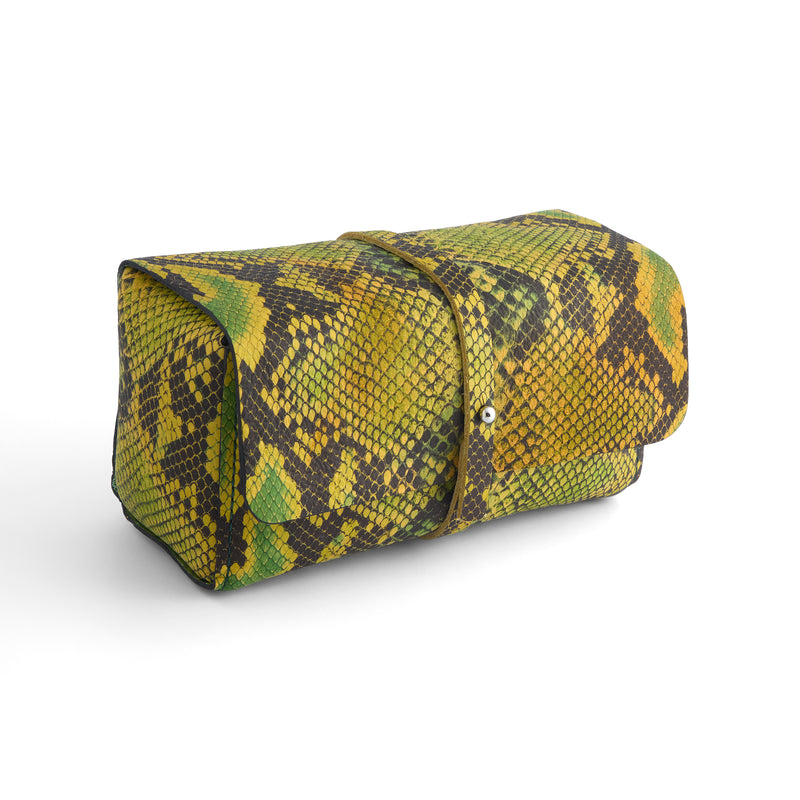 Python Imprimé Épaule Unique Jaune & Vert
