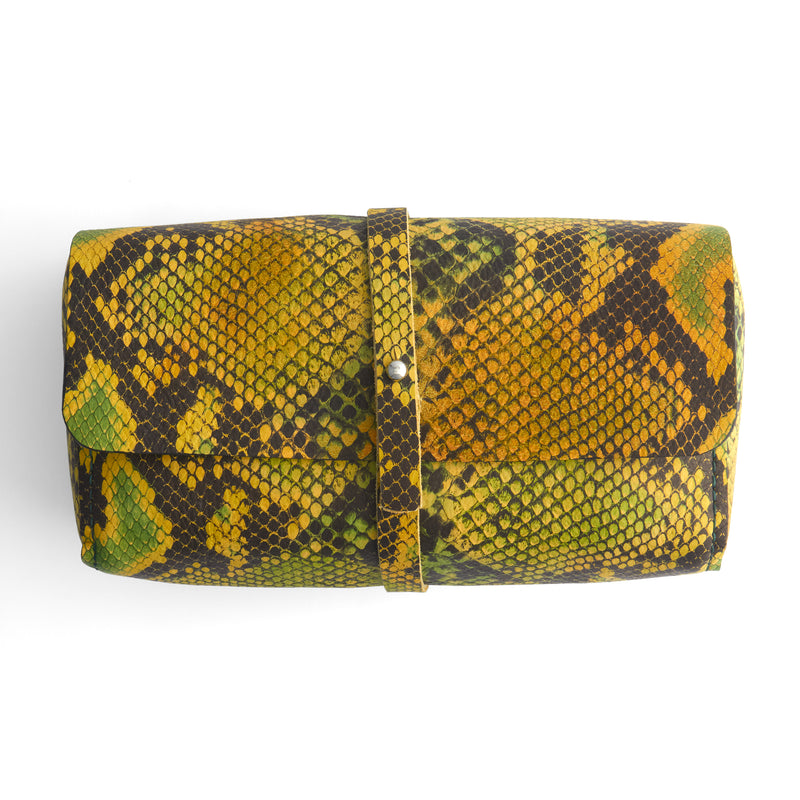 Python Imprimé Épaule Unique Jaune & Vert