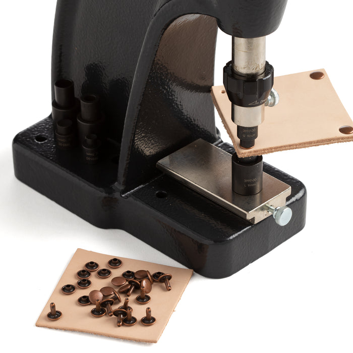 YF Store Rivet Press Machine with Essential Rivet Dies - Rivet Setting Kit for 7 mm and 9 mm Single and Double Cap Rivets for Garment and Bag Making