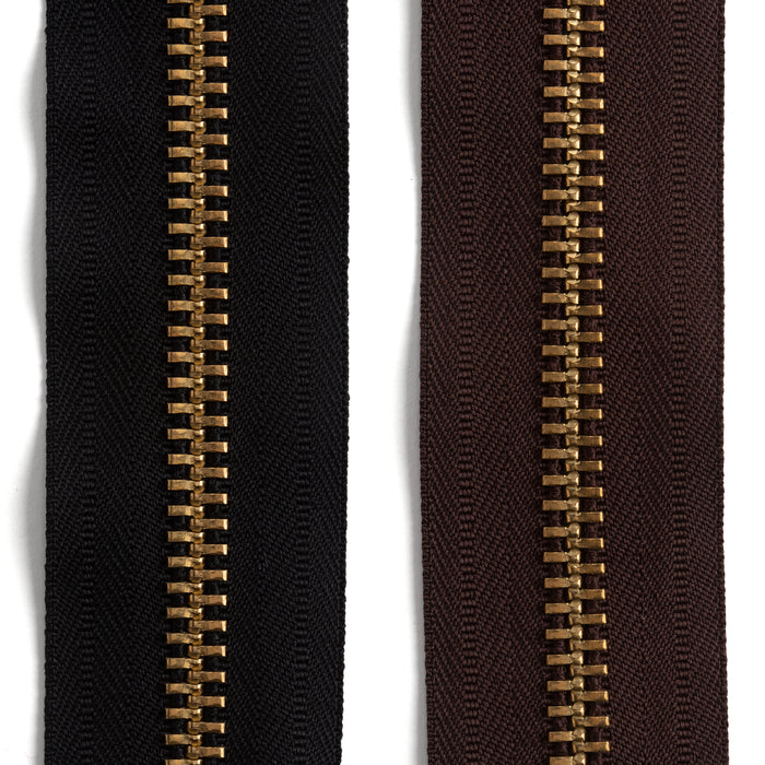 YKK #10 Brass Zipper Tape by The Yard Brown from Tandy Leather
