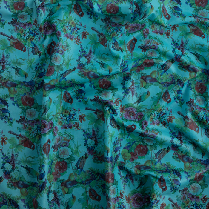 Mouton Veg-Tan Imprimé Fleuri Turquoise