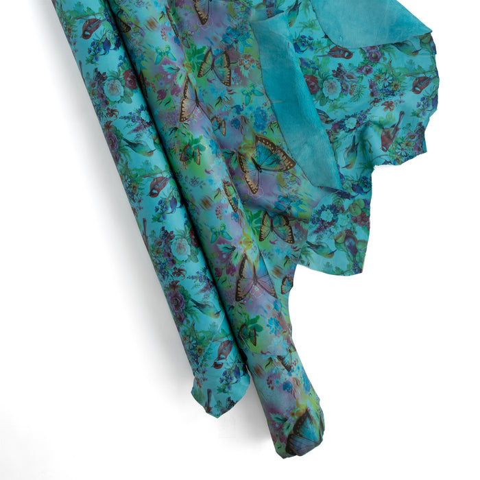 Floral Print Veg-Tan Sheepskin Turquoise — Tandy Leather, Inc.