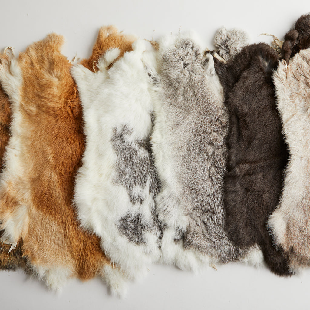 2xNatural Tanned Gray Rabbit Fur Hide -10 by 12 Rabbit Pelt with